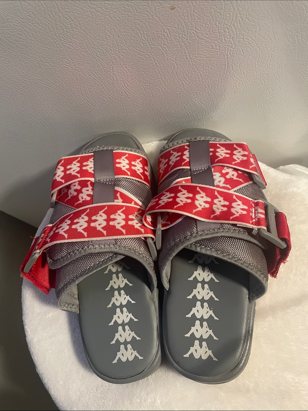 Kappa Women’s Gray & Red Logo Strap Slide Sandals